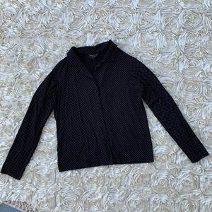 Last call! AGNES B. Soft Stretch Knit Polka Dot Button Down
